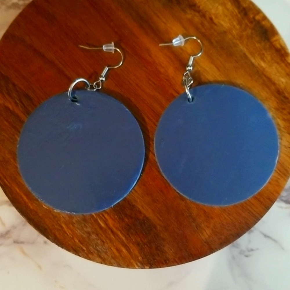 Handmade wood acrylic poured earrings - Picture 2 of 5